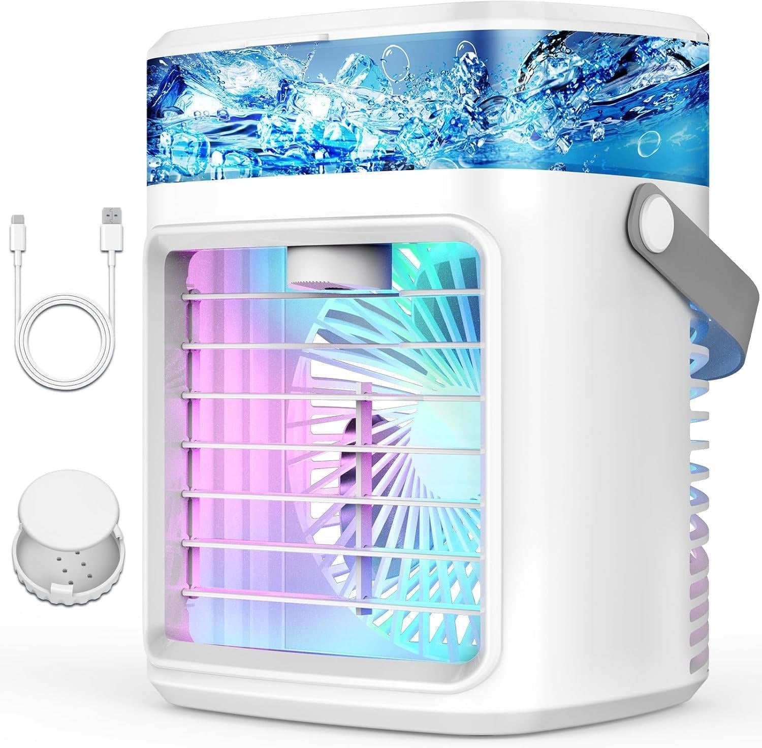 Portable Evaporative Air Cooler Fan with Mist, Rechargeable, 3 Speeds | Compact, Powerful & Ready to Go — Premium Tech at Outstanding Value