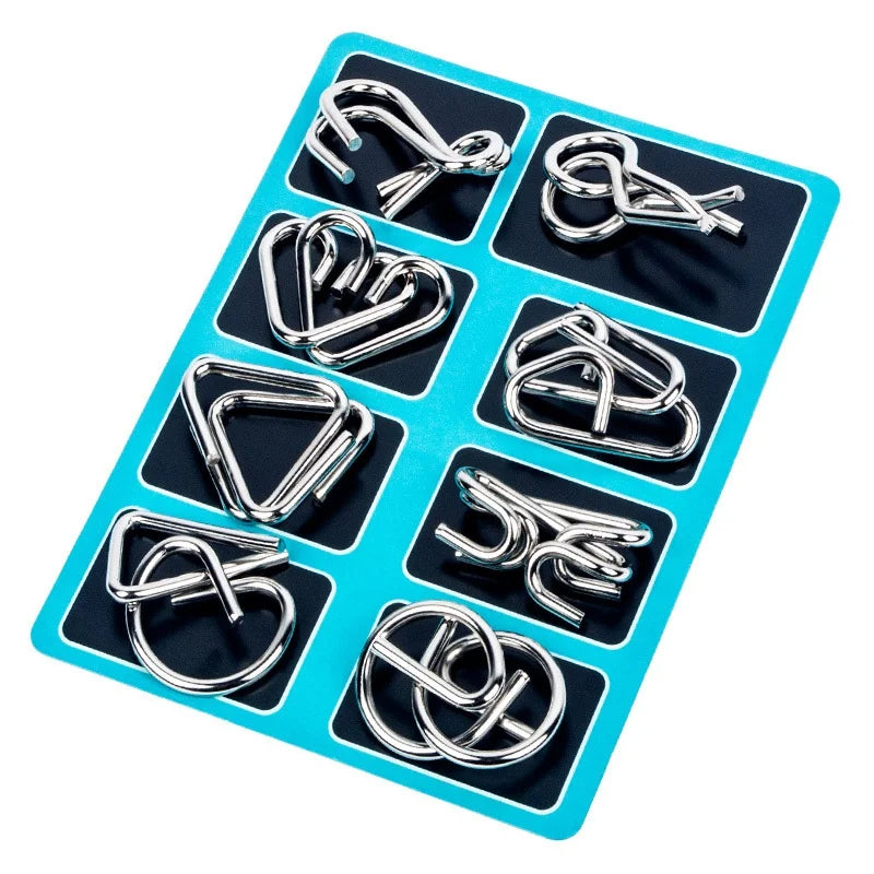 8 Piece Metal Puzzle Ring Set Brain Teaser Toys | Fun & Educational Toy for Curious, Creative, Confident Kids