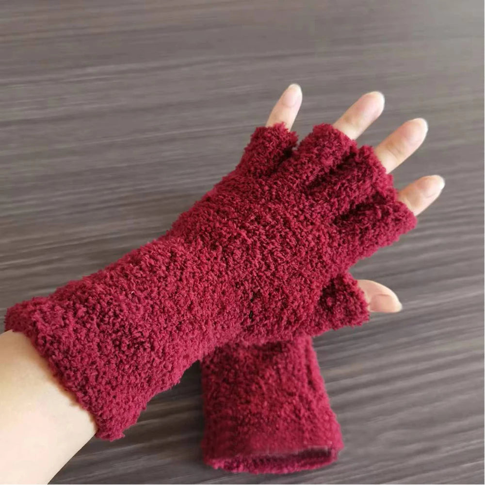 Winter Knit Half Finger Gloves | Warm Fingerless Gloves for Men & Women