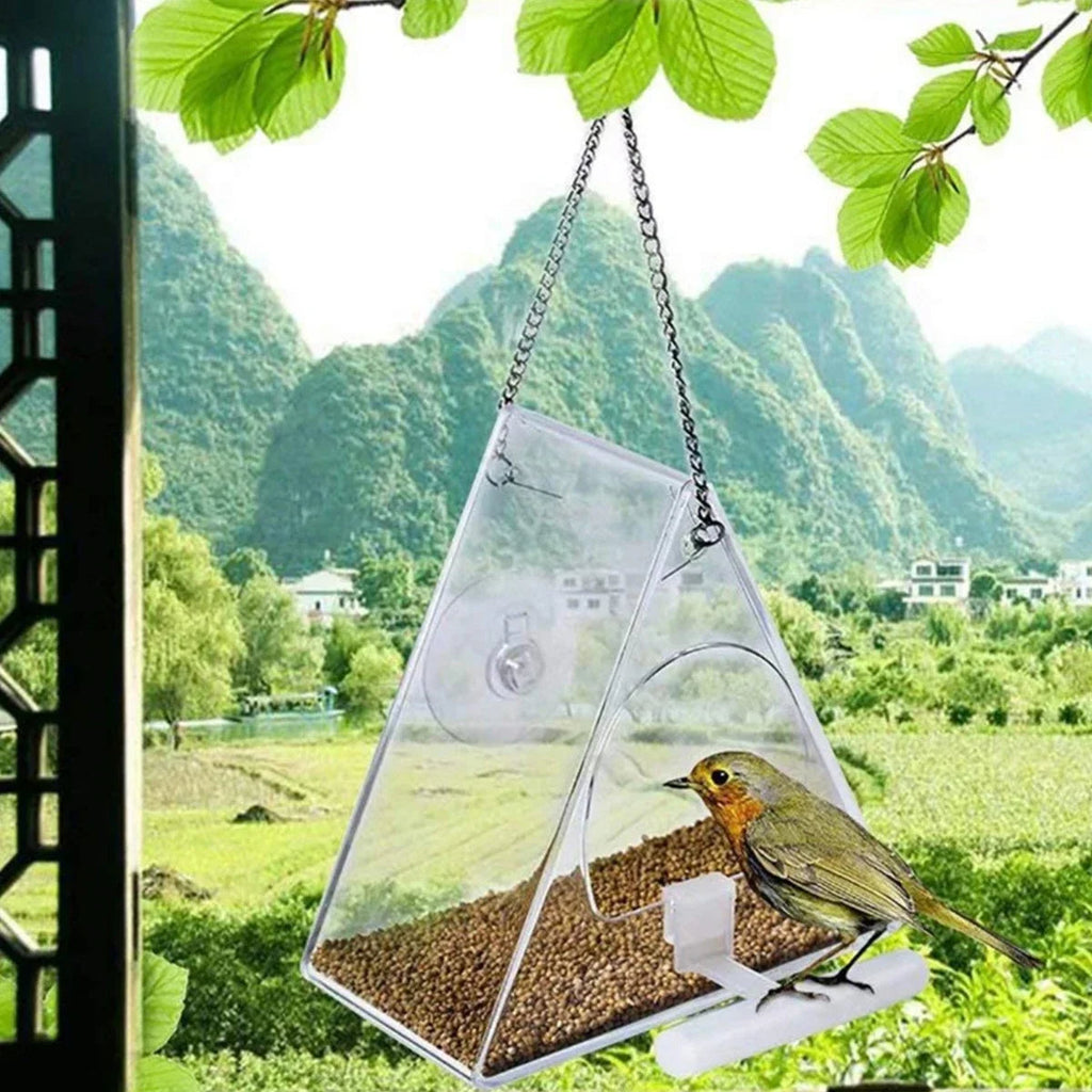 Clear Acrylic Hanging Bird Feeder for Outdoor Garden | Durable Pet Accessory Built for Active, Playful, Energetic Pets