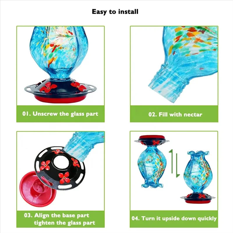 Hand Blown Glass Hanging Bird Feeder | Designed for Happy, Healthy, Well-Loved Pets of Every Breed