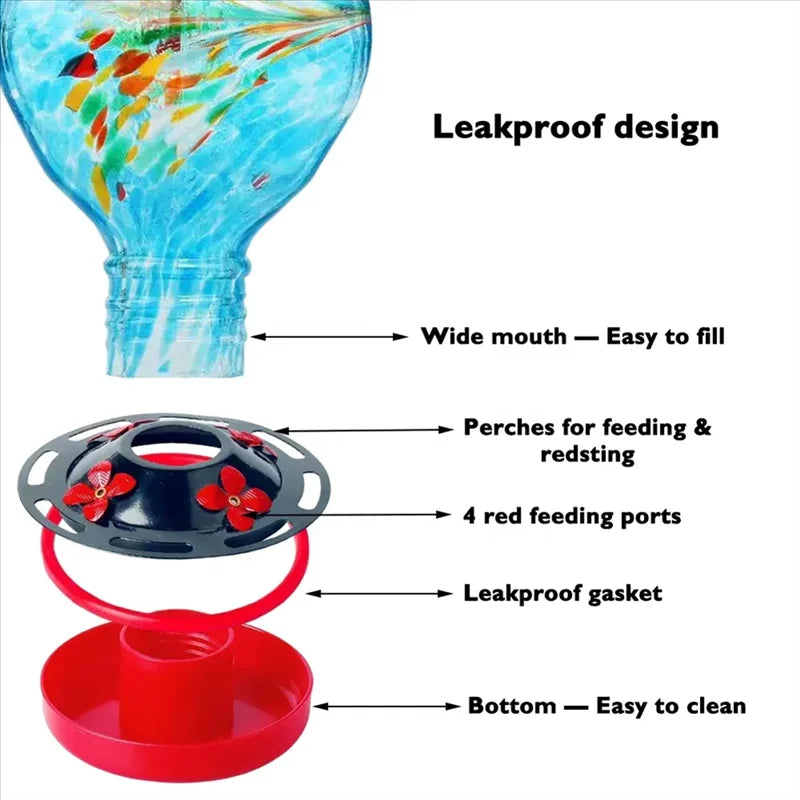 Hand Blown Glass Hanging Bird Feeder | Designed for Happy, Healthy, Well-Loved Pets of Every Breed