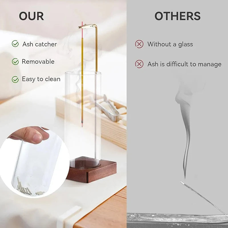 Glass Incense Holder with Removable Ash Catcher | Upgrade Your Home with This Thoughtfully Designed Everyday Essential