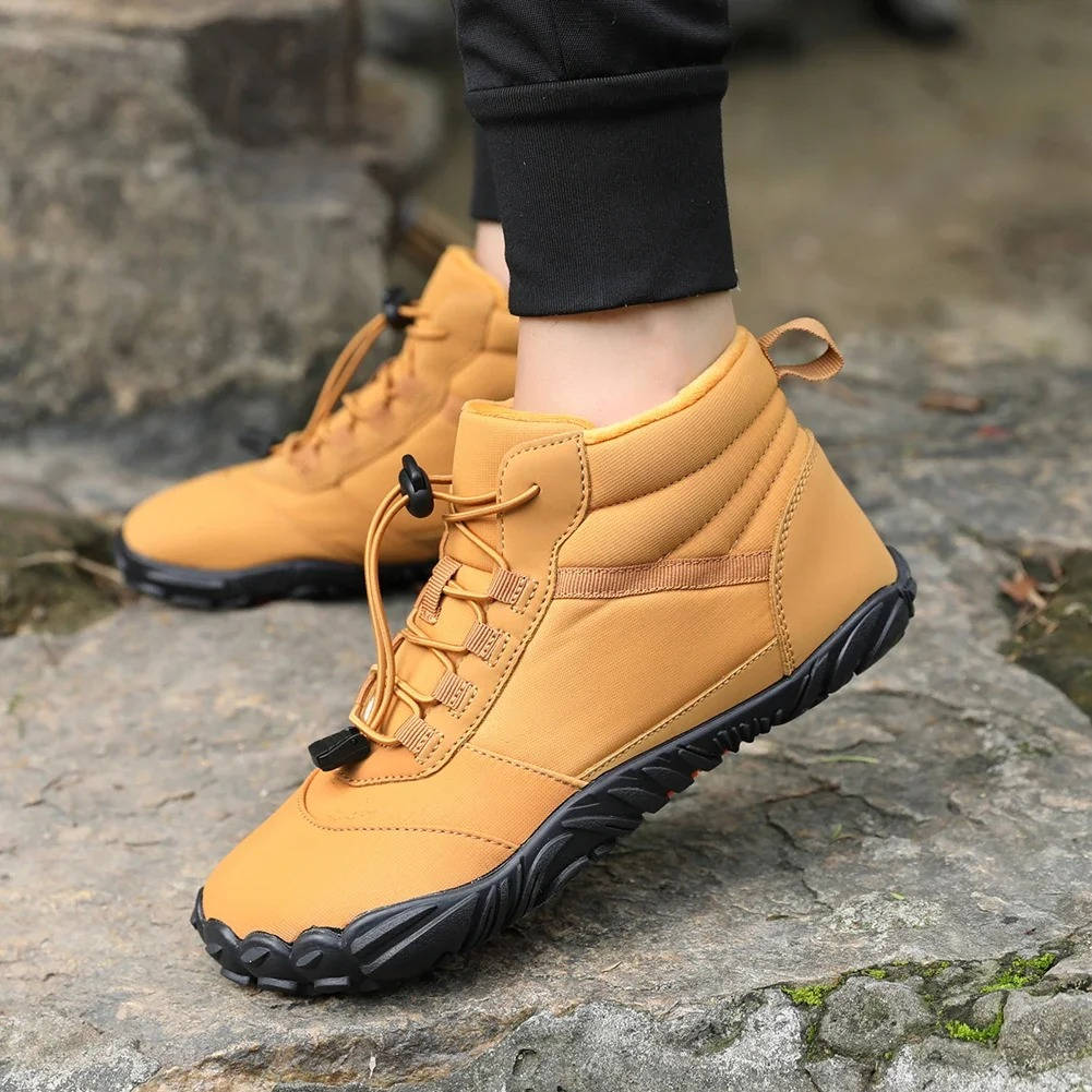 Waterproof Fleece-Lined Winter Barefoot Shoes | Snowproof Wide Toe Box Boots for Cold Weather