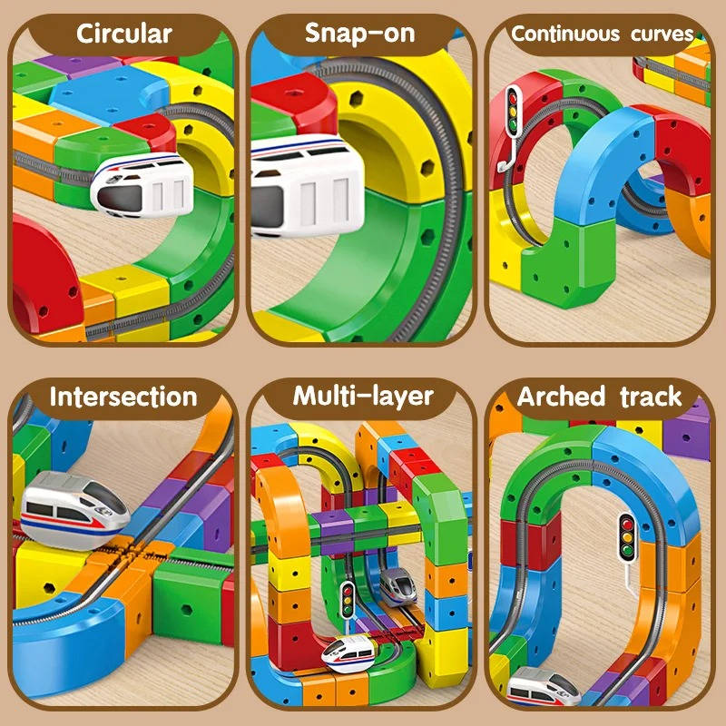 Magnetic Train Track Toy Set | Wooden Magnet Train Building Set for Kids — 51 or 81 Pieces