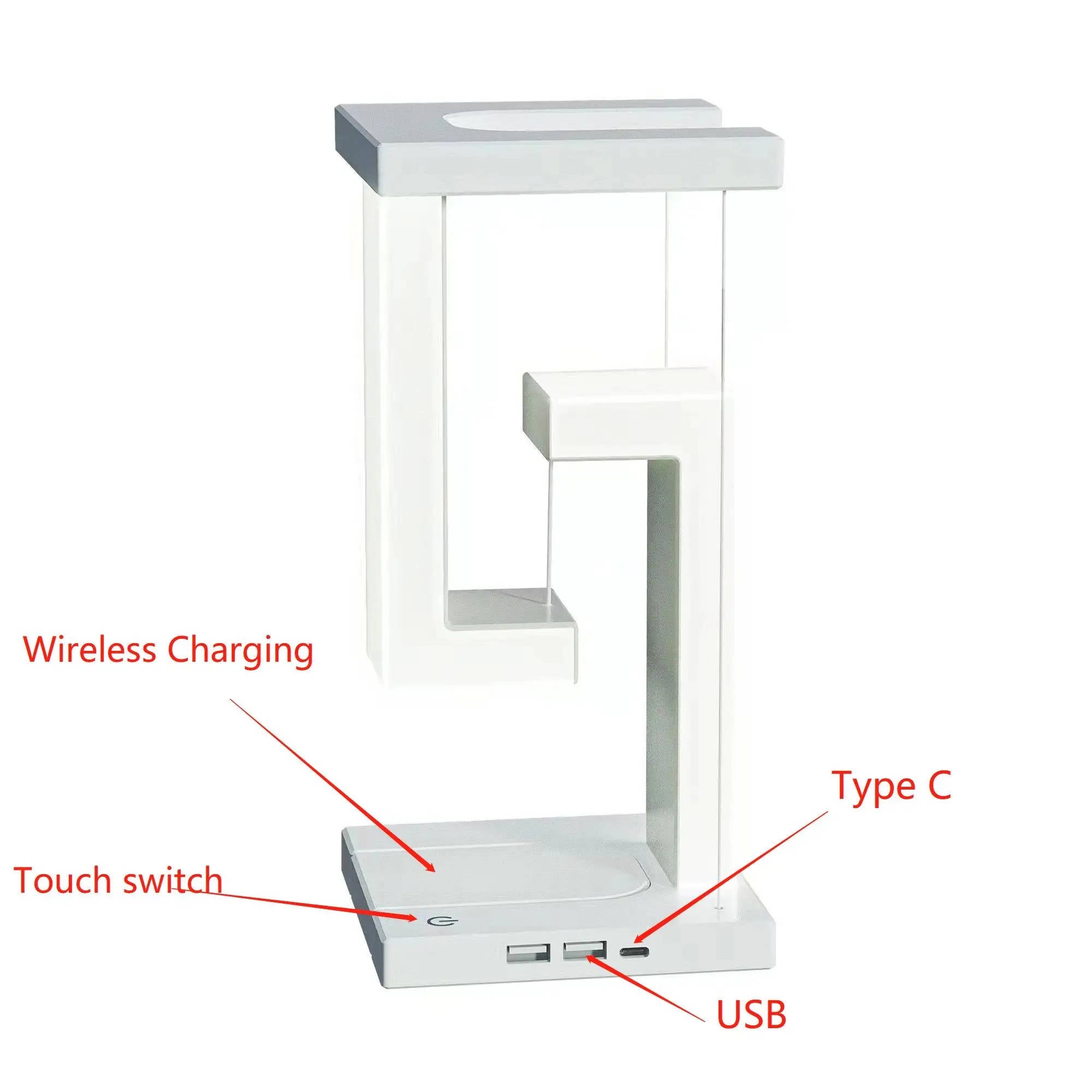 Floating Lamp with Wireless Charger | Levitating LED Desk Lamp & Qi Phone Charger