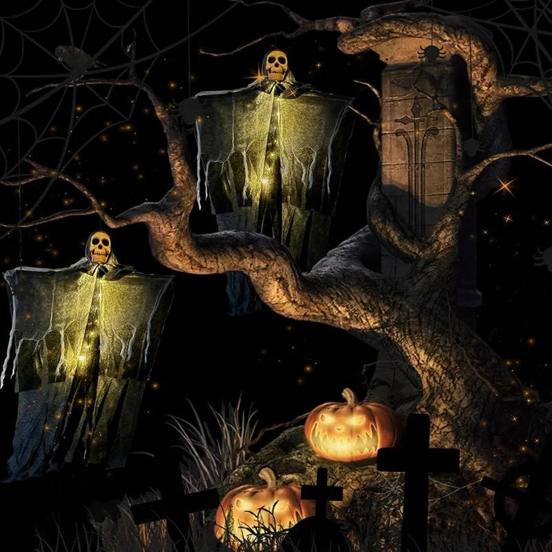 Glowing Skull Scary Outdoor Halloween Decorations — Set of Two | Some Decorations Are Just Décor — This One Becomes Part of Your Tradition