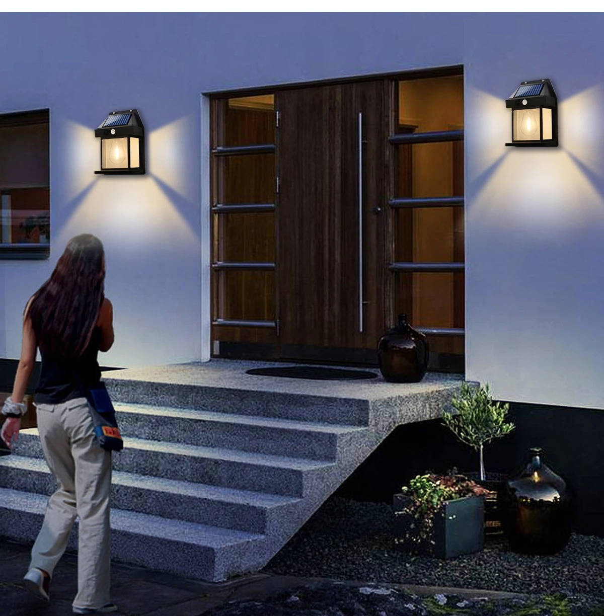2 Set Solar Wall Lamp Outdoor | Hardy, Weather-Resistant & Beautifully Designed for Your Outdoor Space