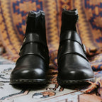 Men's Vintage Buckled Ankle Boots | Retro Style Leather Look Chelsea Boots for Men