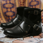 Men's Vintage Buckled Ankle Boots | Retro Style Leather Look Chelsea Boots for Men
