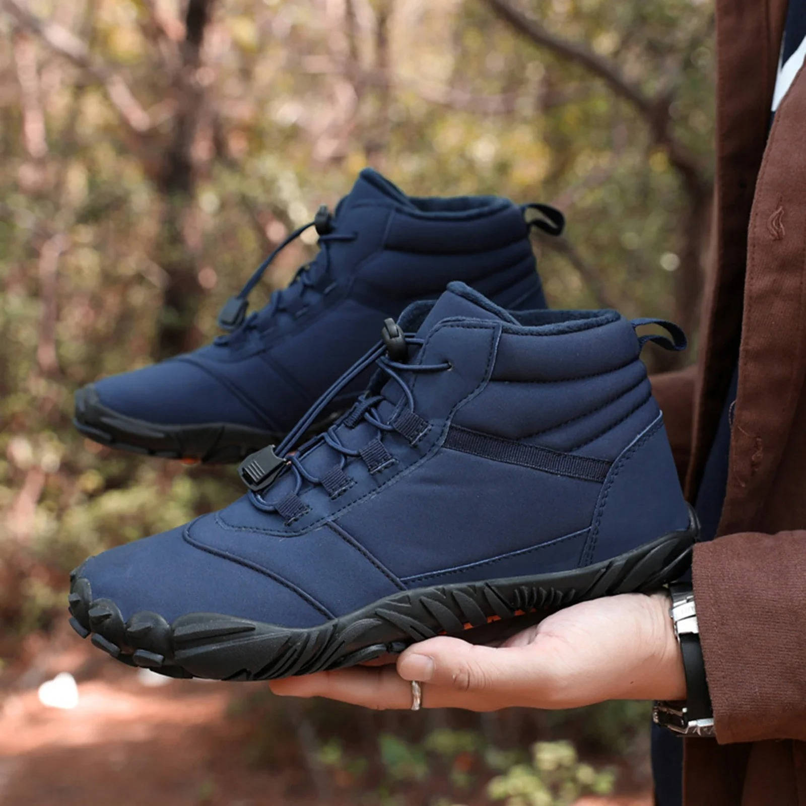 Waterproof Fleece-Lined Winter Barefoot Shoes | Snowproof Wide Toe Box Boots for Cold Weather