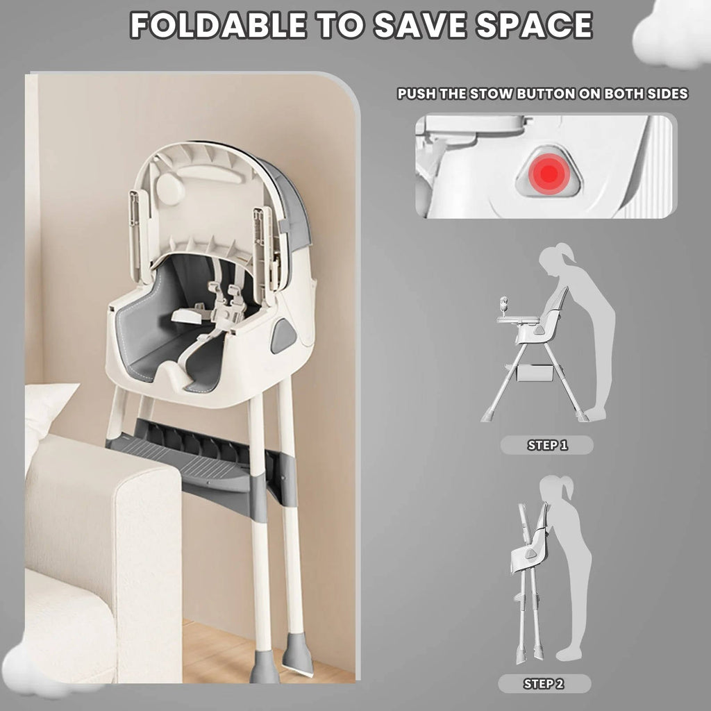 Foldable Baby High Chair | Premium Baby Essential — Soft, Safe, Easy to Use & Parent-Approved