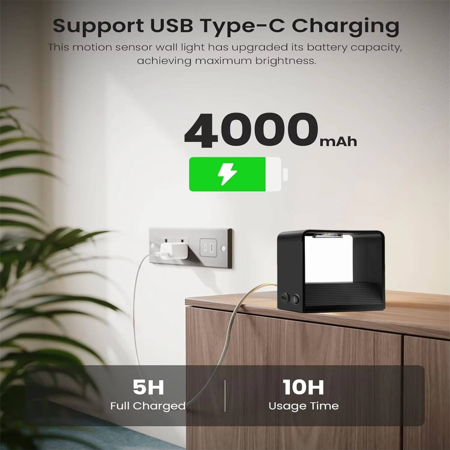 Indoor Wall Light with Motion Sensor & Remote Control | Wireless LED Wall Lamp — No Wiring Needed