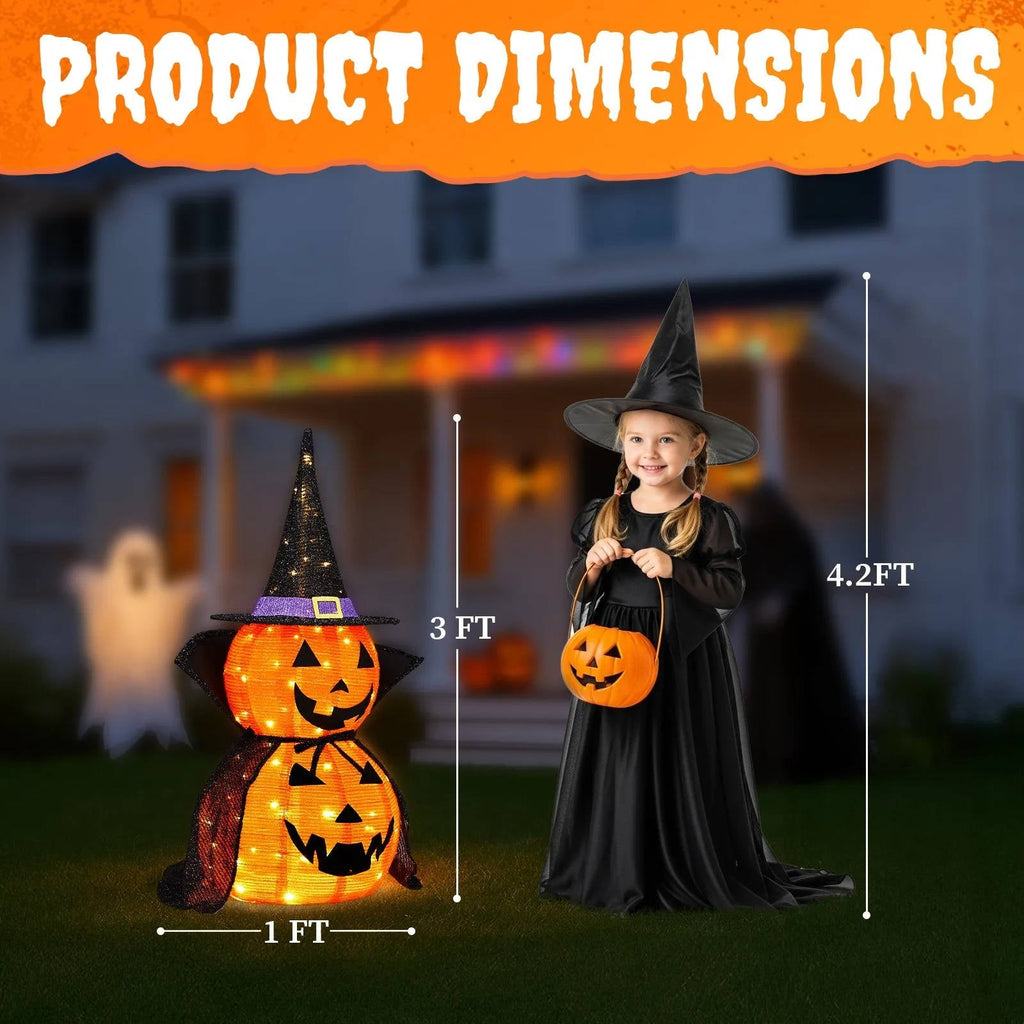 2 Pcs 3ft Halloween Collapsible Lighted In/Outdoor Pumpkin Garden Decoration | The Perfect Seasonal Touch for Your Home — or as a Thoughtful Gift