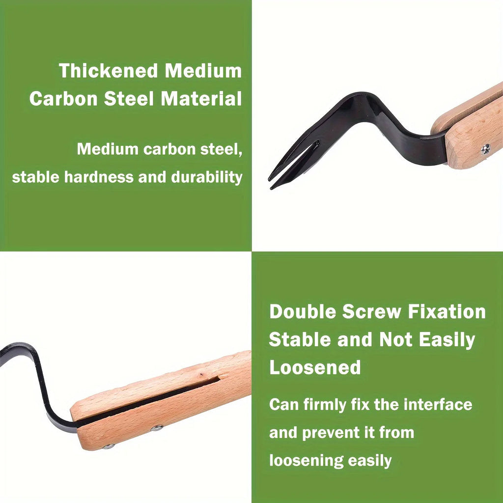 Stainless Steel Weed Puller Tool with Wooden Handle | Easy-Care Garden Essential That Transforms Any Outdoor Space