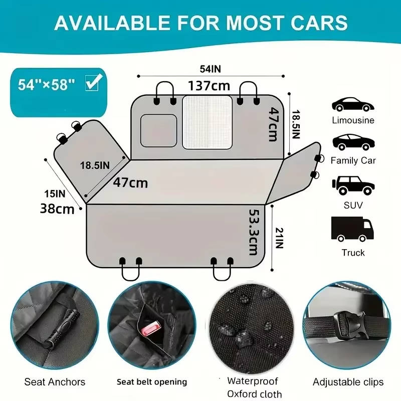 Waterproof Scratch-Resistant Dog Car Seat Protector | Full Back Seat Cover for Dogs