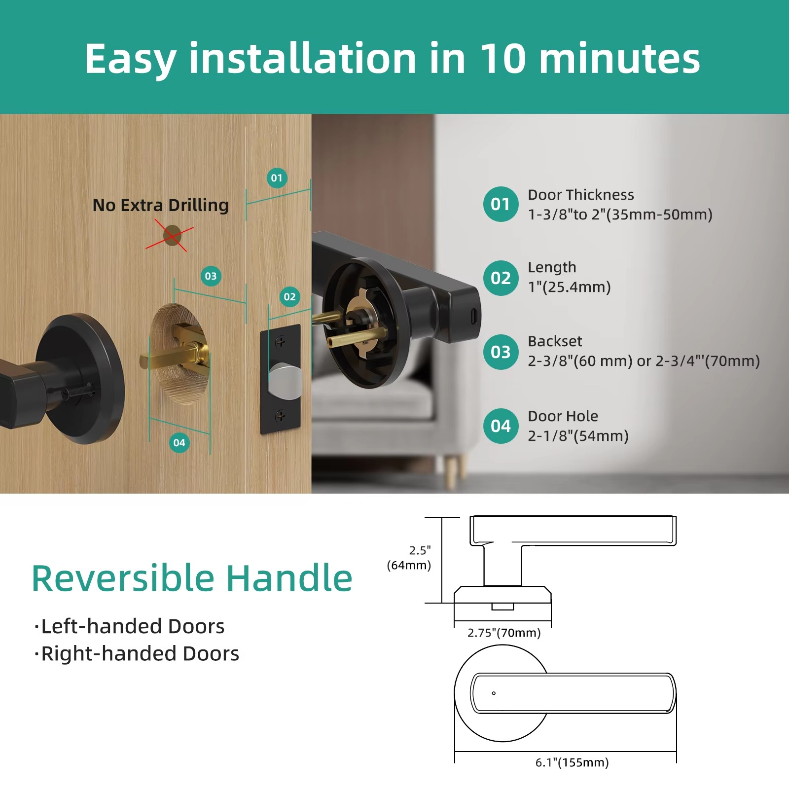 Keyless Entry Door Lock With Handle | Quality Home Accessory Built to Look Great & Last for Years