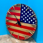 Handmade American Flag Clock | Handmade Patriotic Flag Bullet Clock | Effortlessly Functional Home Essential for Clean, Organised Living