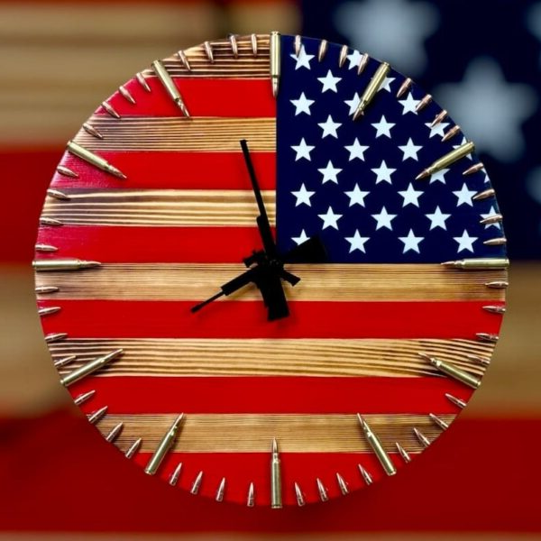 Handmade American Flag Clock | Handmade Patriotic Flag Bullet Clock | Effortlessly Functional Home Essential for Clean, Organised Living
