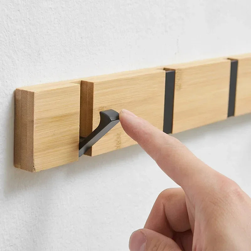 Wooden Wall-Mounted Coat Rack with Hidden Coat Hook | Wardrobe Staple with a Luxurious Feel & Contemporary Silhouette