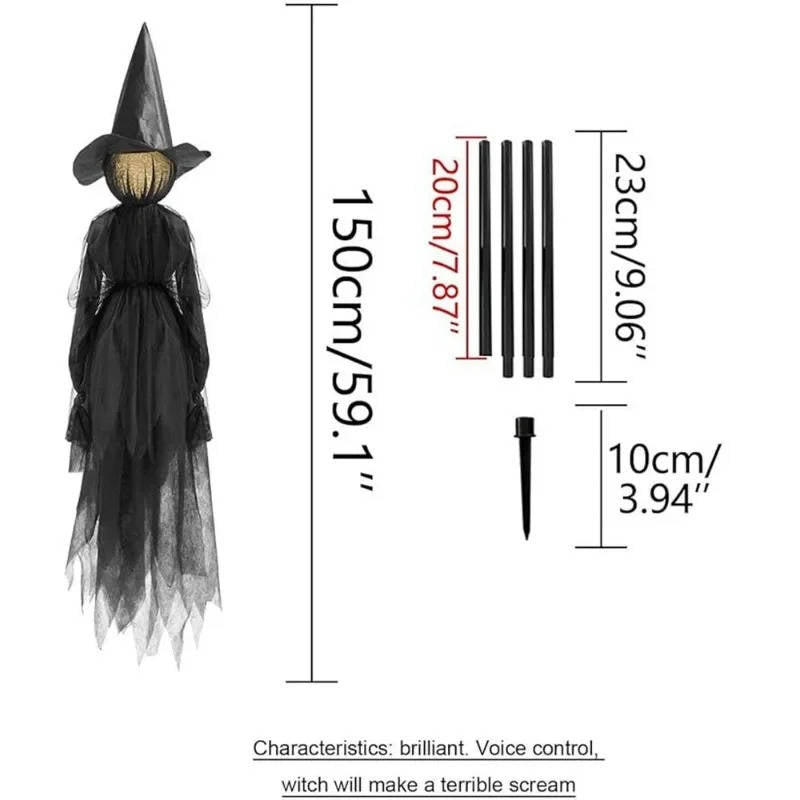 3PCS Indoor And Outdoor Halloween Decorations — Sound Activated Hand Holding Witch | The Perfect Seasonal Touch for Your Home — or as a Thoughtful Gift