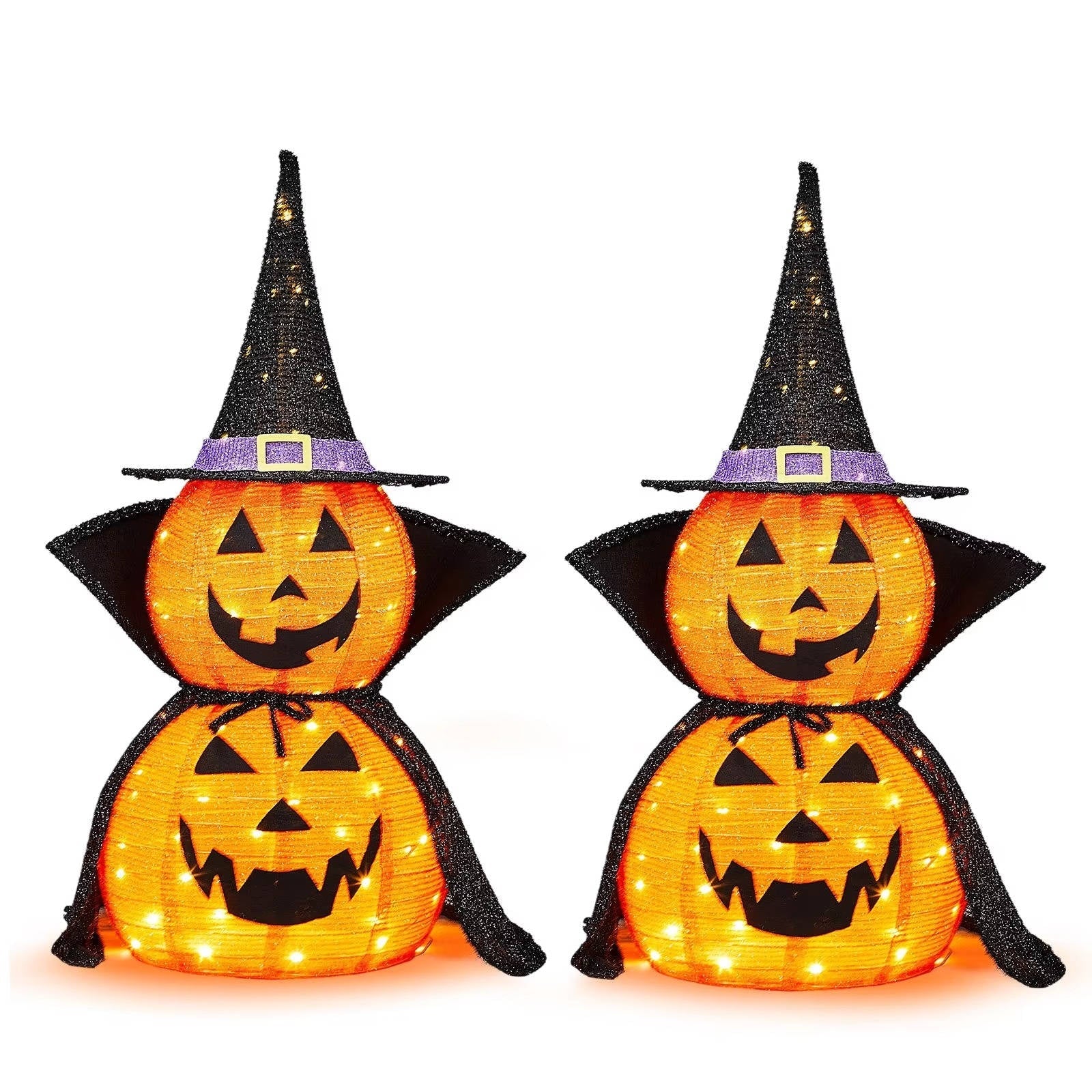 2 Pcs 3ft Halloween Collapsible Lighted In/Outdoor Pumpkin Garden Decoration | The Perfect Seasonal Touch for Your Home — or as a Thoughtful Gift