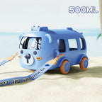 Cartoon Toy Bus Water Bottle with Straw | Fun & Educational Toy for Curious, Creative, Confident Kids