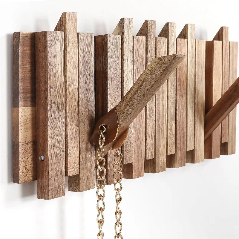 Rustic Wall-Mounted Coat Rack with 8 Flip Hooks | Flattering Fit for Every Body Shape — Modern, Wearable, Polished Style