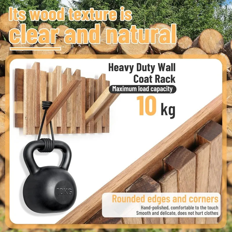 Rustic Wall-Mounted Coat Rack with 8 Flip Hooks | Flattering Fit for Every Body Shape — Modern, Wearable, Polished Style