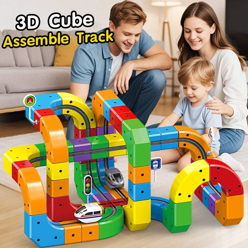 Magnetic Train Track Toy Set | Wooden Magnet Train Building Set for Kids — 51 or 81 Pieces