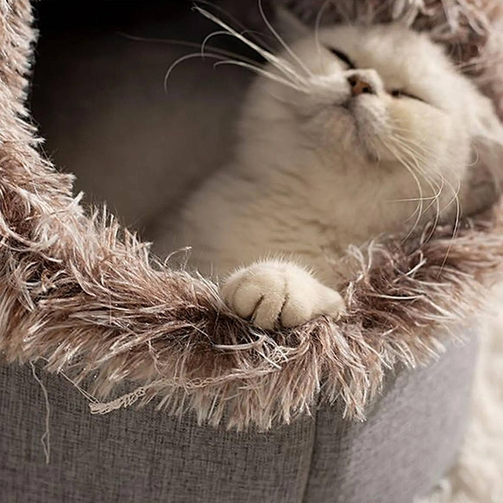 Winter Cat Bed | Warm Self-Warming Donut Pet Bed for Cats & Small Dogs