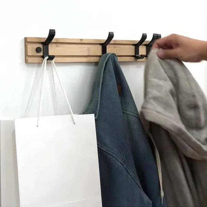 Wooden Wall-Mounted Coat Rack with Sliding Hooks | Effortlessly Stylish, Comfortable Clothing for Modern Everyday Wear