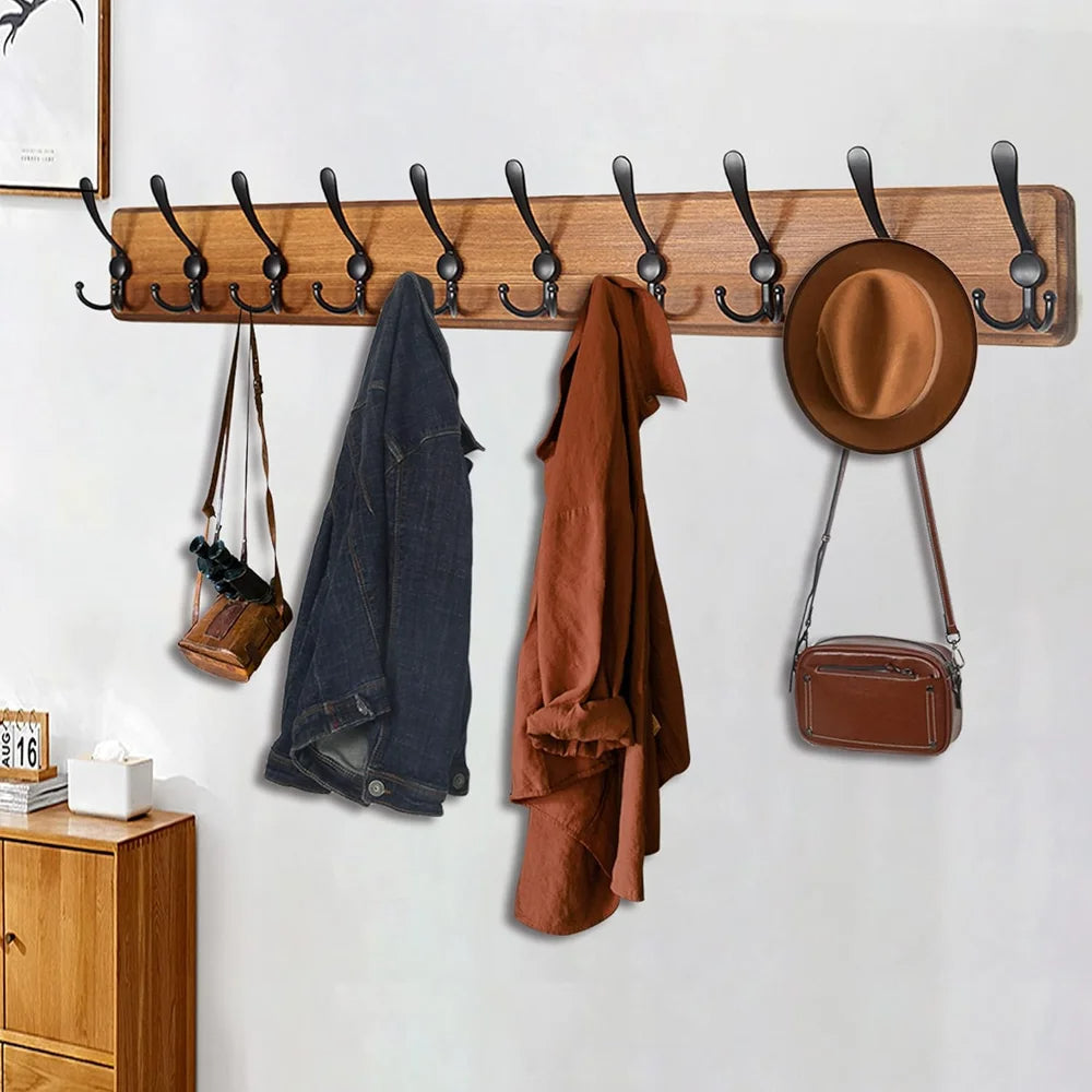 Wooden Wall-Mounted Coat Rack with 10 Hooks | Versatile, Premium-Quality Clothing — From Everyday to Every Occasion