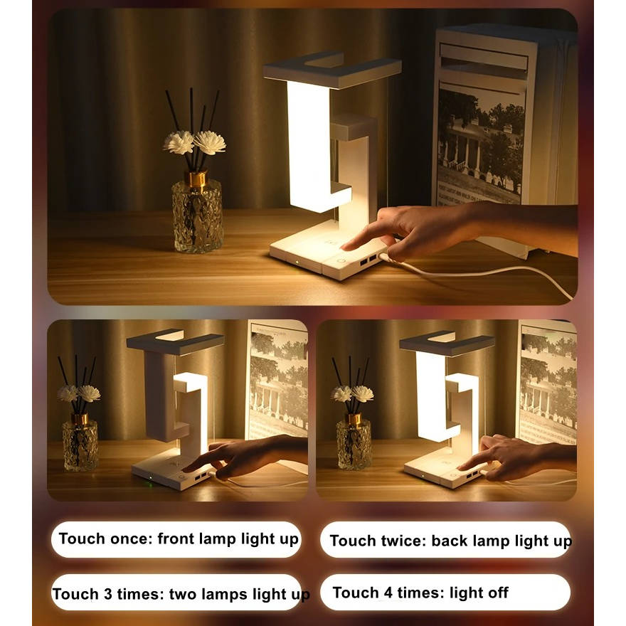 Floating Lamp with Wireless Charger | Levitating LED Desk Lamp & Qi Phone Charger
