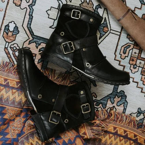 Men's Vintage Buckled Ankle Boots | Retro Style Leather Look Chelsea Boots for Men
