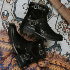 Men's Vintage Buckled Ankle Boots | Retro Style Leather Look Chelsea Boots for Men