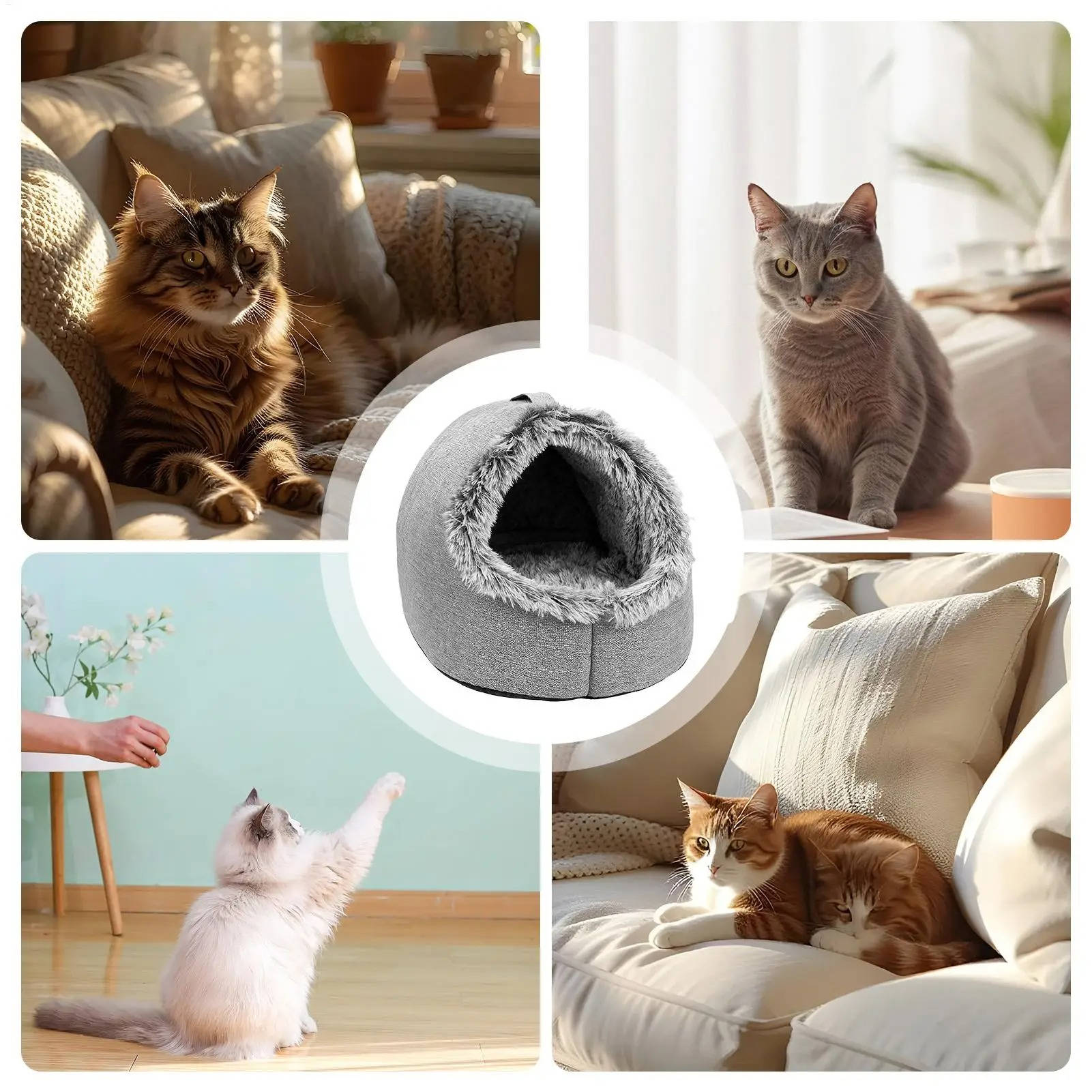 Winter Cat Bed | Warm Self-Warming Donut Pet Bed for Cats & Small Dogs