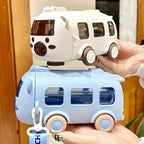 Cartoon Toy Bus Water Bottle with Straw | Fun & Educational Toy for Curious, Creative, Confident Kids