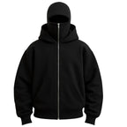 Unisex Full-Zip Balaclava Hoodie | Windproof Winter Hoodie with Built-In Face Cover