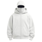 Unisex Full-Zip Balaclava Hoodie | Windproof Winter Hoodie with Built-In Face Cover