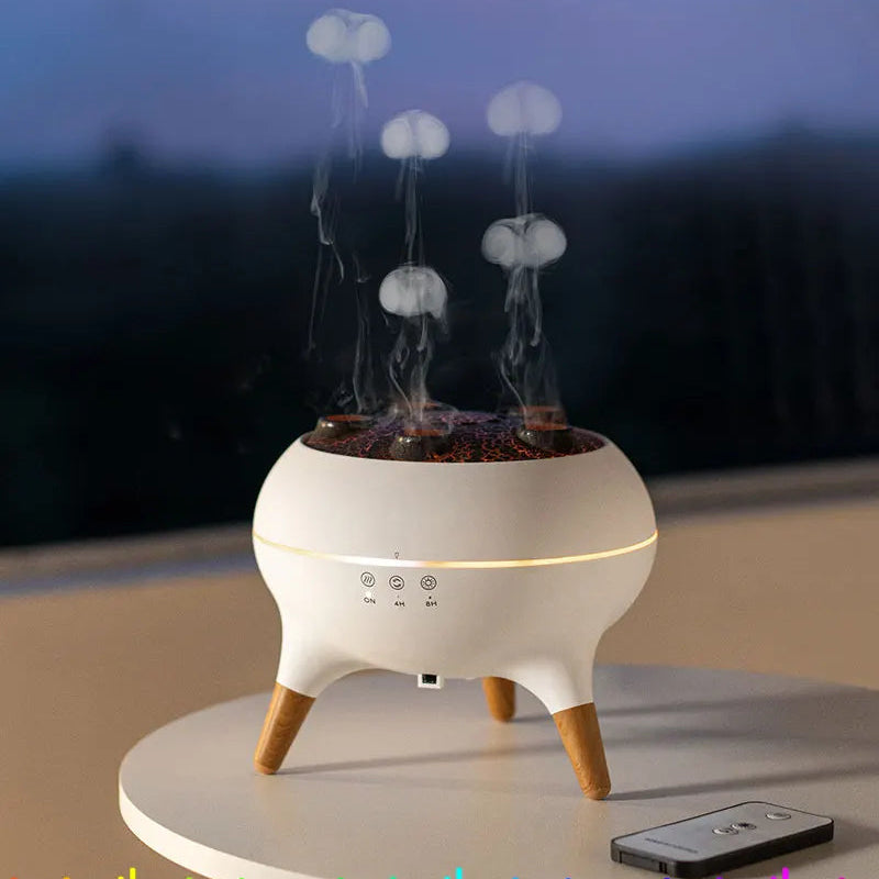 Dynamic Jellyfish Flame Aroma Diffuser | Ultrasonic Essential Oil Diffuser with LED Flame Effect