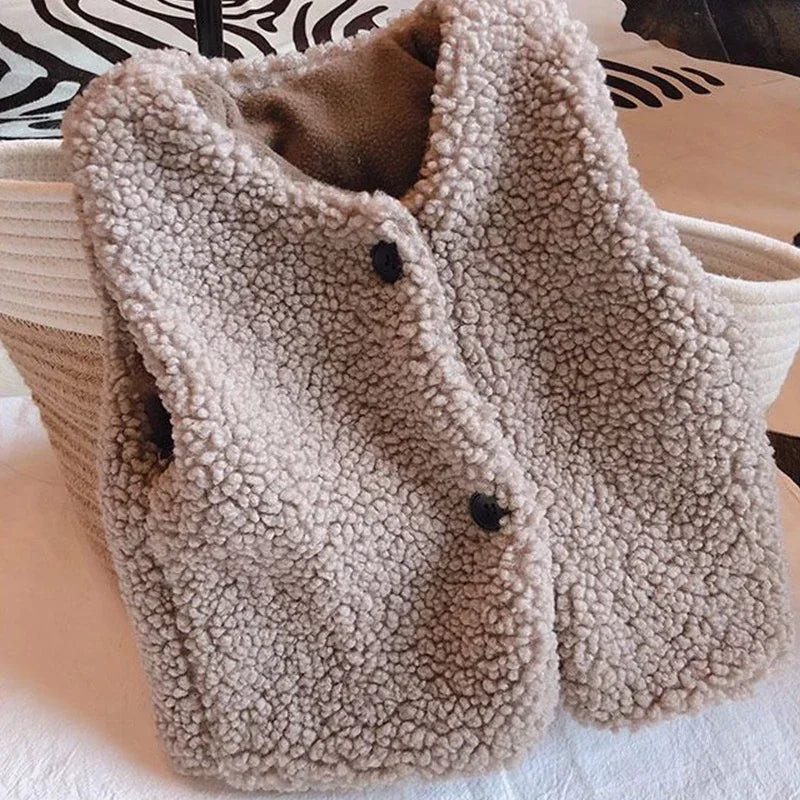 Kids Lamb Wool Winter Gilet | Fluffy Fleece Waistcoat for Toddlers & Children