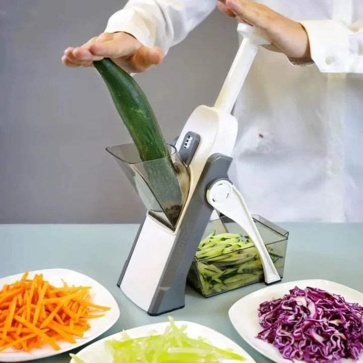 5-in-1 Vegetable Slicer with Collecting Tray | Time-Saving Kitchen Essential for Quicker, Easier, Stress-Free Cooking