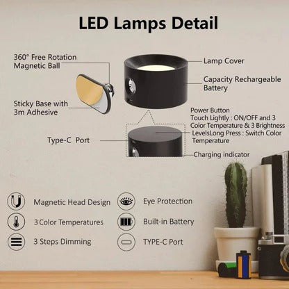 Rechargeable Wall Light with 360° Rotation | Compact, Powerful & Ready to Go — Premium Tech at Outstanding Value