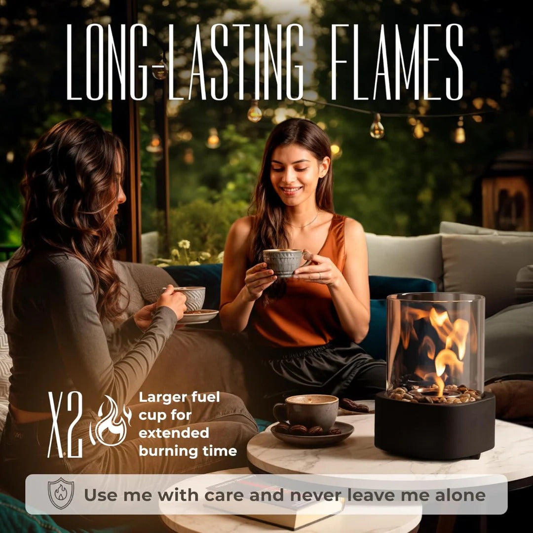 Portable Glass Tabletop Fireplace | Practical, Beautiful & Built to Last — The Smart Choice for Any Home