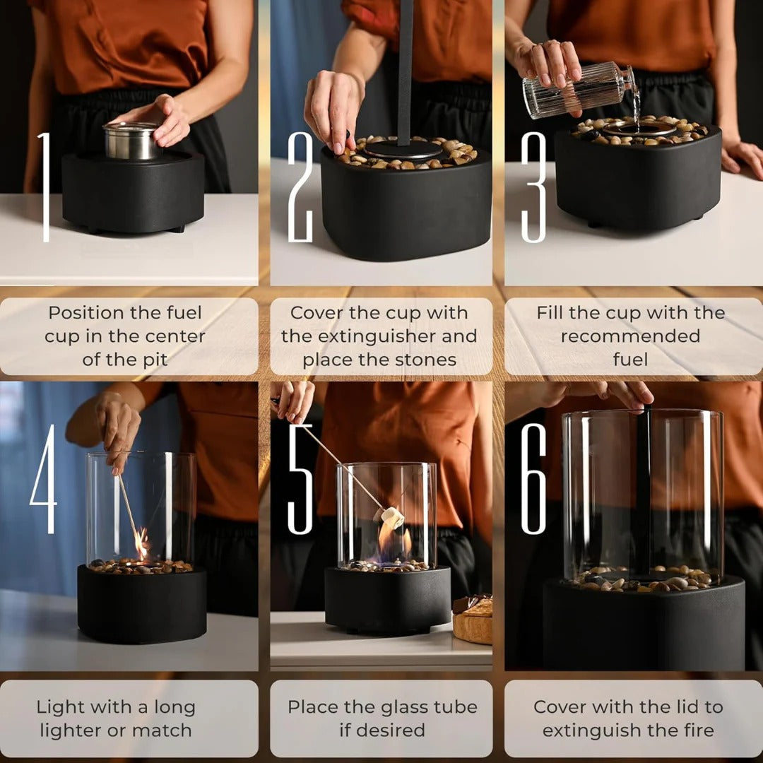 Portable Glass Tabletop Fireplace | Practical, Beautiful & Built to Last — The Smart Choice for Any Home