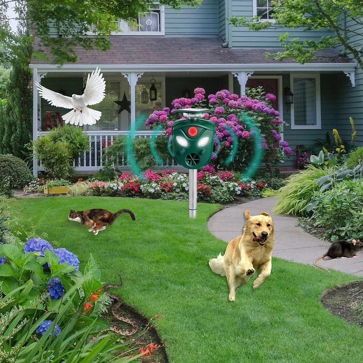 360° Solar Ultrasonic Animal Repeller | Built for British Weather — Durable, Attractive Outdoor Design
