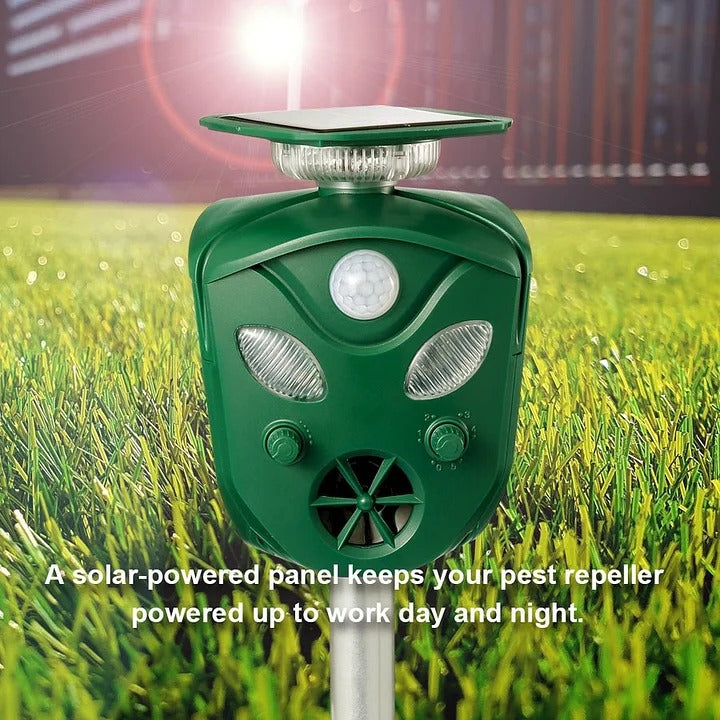 360° Solar Ultrasonic Animal Repeller | Built for British Weather — Durable, Attractive Outdoor Design
