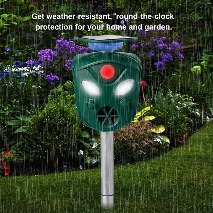 360° Solar Ultrasonic Animal Repeller | Built for British Weather — Durable, Attractive Outdoor Design