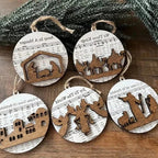 Nativity Music Sheet Christmas Ornaments - Festive Hanging Decorations for Tree